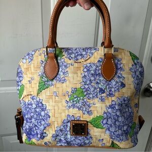 Dooney Bourke Hydrangea Basketweave Zip Satchel Crossbody Bag Easter Spring